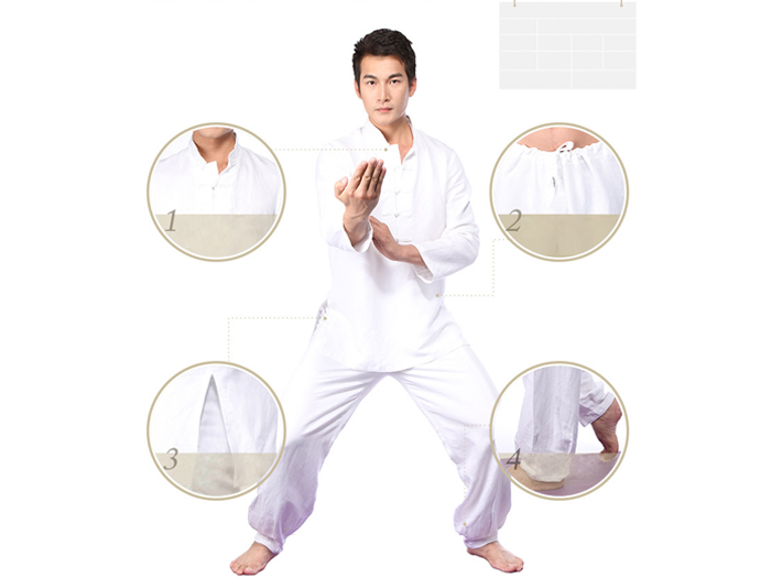 Tai Chi Clothing Set Casual Style White Detail image